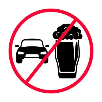 Do not Drink  and Drive Prohibition Sign Stock Illustration