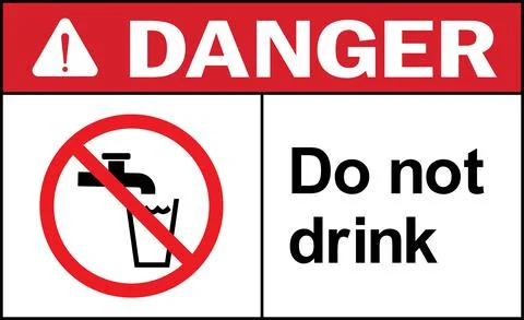 Do not drink danger warning sign. Illustrazione stock