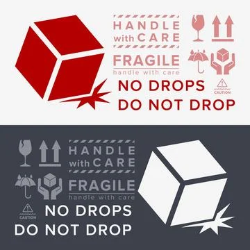Do Not Drop. Fragile Items. Packaging Symbol. Sign and Label Indicating Tha.. Stock Illustration