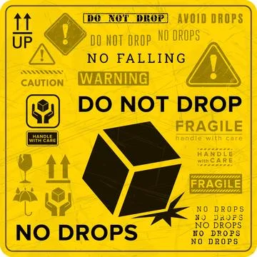 Do Not Drop. Fragile Items. Packaging Symbol. Sign and Label Indicating Tha.. Stock Illustration