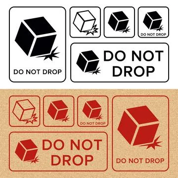 Do Not Drop. Fragile Items. Packaging Symbol. Sign and Label Indicating Tha.. Stock Illustration