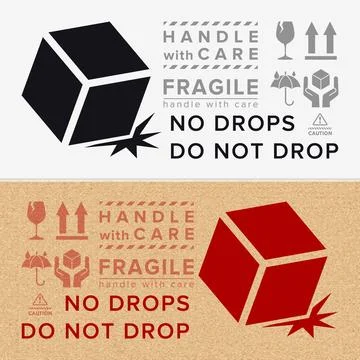Do Not Drop. Fragile Items. Packaging Symbol. Sign and Label Indicating Tha.. Stock Illustration