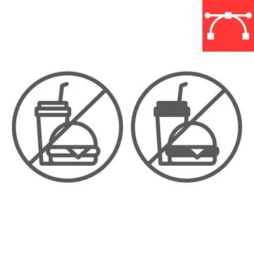 Do not eat line and glyph icon, prohibition and no eat, no fast food vector icon Stock Illustration