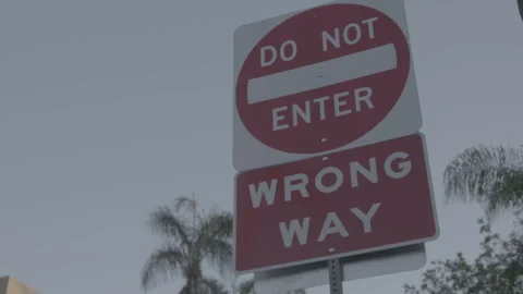 Do Not Enter and Wrong Way Traffic Road Signs Stock Footage 343968224