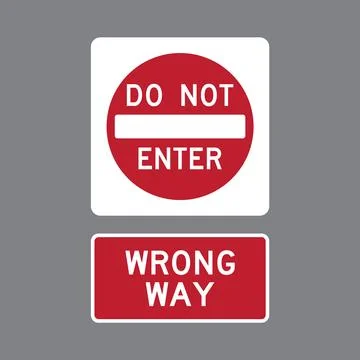 Do not enter and wrong way road signs Ilustração Stock
