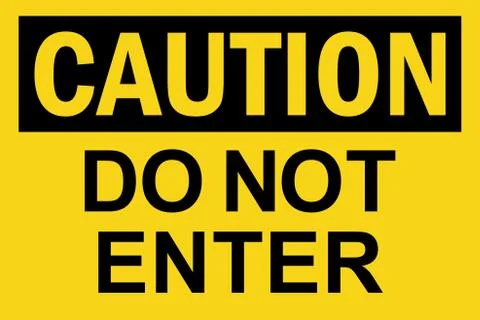 Do not enter caution sign. Black on yellow background. Ilustración de archivo