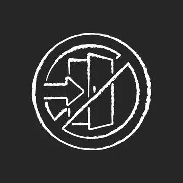 Do not enter chalk white icon on black background Ilustración de archivo