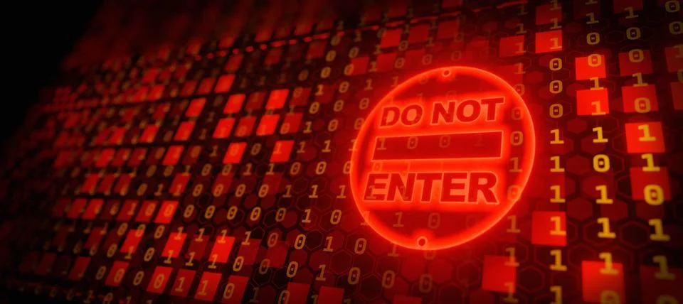 Do not enter Digital data flow on road in concept of cyber global communicati 库存插图