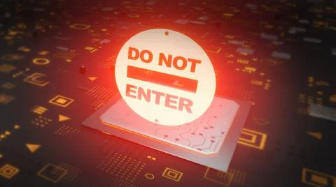 Do Not Enter Digital Technology Sign Symbol 3D Illustration Stock Illustration