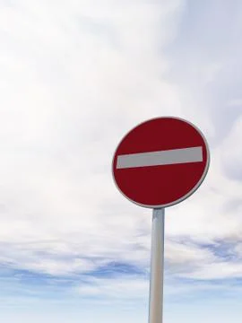 Do not enter - roadsign under cloudy blue sky - 3d illustration Stock Illustration