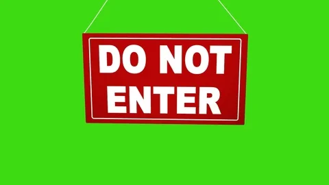 Do not enter sign. Animation Red board hanging. Alpha channel keyed green screen Stock Footage 83920904