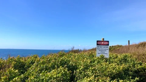 DO NOT ENTER sign on a beach Stock Footage 120042907