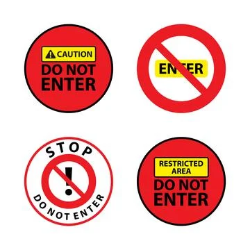 Do not enter sign with different variation on the white background Stock Illustration