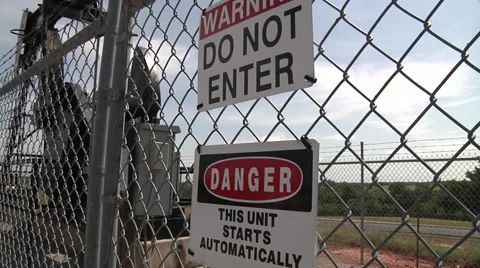 Do not enter sign on oil well Stock-Footage 44266852