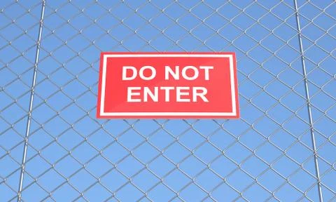 Do not enter sign on a wire mesh Stock Illustration