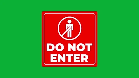 Do not enter square warning sign animation on green screen background Stock Footage 313832935