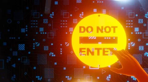 Do not enter stop entry tech and digital background 3d render Stock Illustration