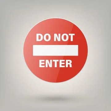 Do Not Enter. Vector White and Red Round Glossy Prohibition Stop Sign - Warning Ilustración de archivo