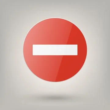 Do Not Enter. Vector White and Red Round Glossy Prohibition Stop Sign - Warning Illustration