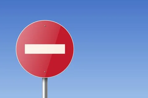 Do Not Enter. Vector White and Red Round Glossy Prohibition Stop Sign - Warning Illustration