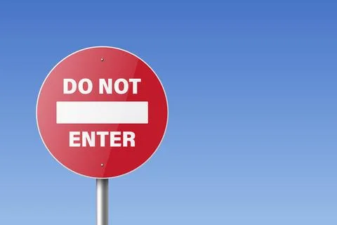 Do Not Enter. Vector White and Red Round Glossy Prohibition Stop Sign - Warning Illustration