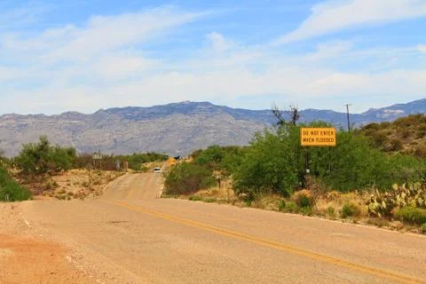 Do Not Enter When Flooded Sign in Arizona Stock Photos