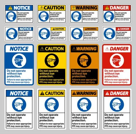 Do Not Enter Without Wearing Eye Protection,Vision Damage Can Result Ilustración de archivo