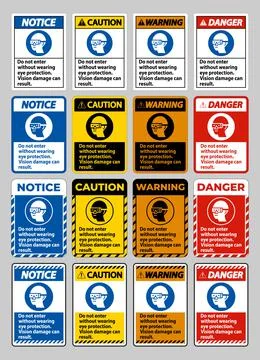 Do Not Enter Without Wearing Eye Protection,Vision Damage Can Result Ilustración de archivo