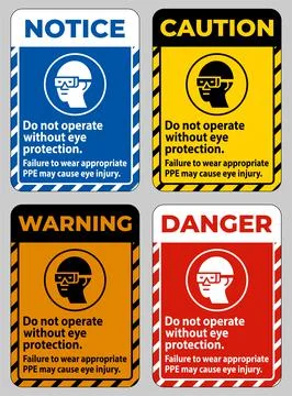 Do Not Enter Without Wearing Eye Protection,Vision Damage Can Result Ilustración de archivo