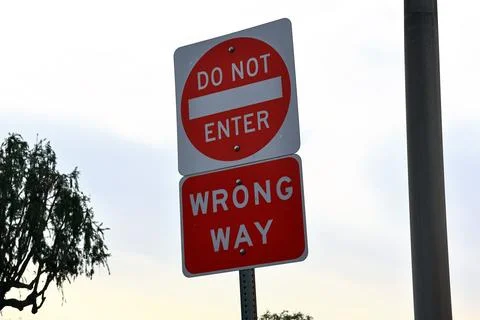 Do Not Enter Wrong Way Traffic Sign Stock Photos