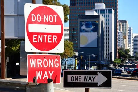 Do Not Enter – Wrong Way traffic sign Stock Photos