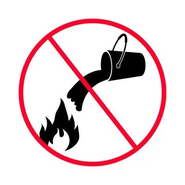 Do Not Extinguish Fire with Water Prohibition Sign Symbol Stock Illustration