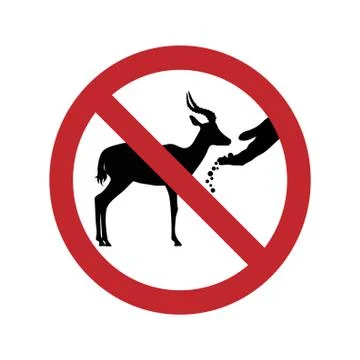 Do not feed the antelope ban mark on a white background. Stock Illustration