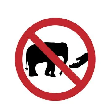 Do not feed the elephant ban mark on a white background. Stock-Illustration
