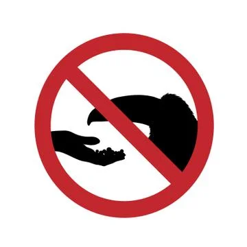 Do not feed the parrot ban mark on a white background. Stock Illustration
