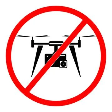 Do not fly drones in this area, No Drones signs, Do not use drones. Stock Illustration