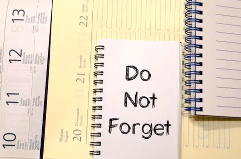 Do not forget concept on notebook Stock Photos