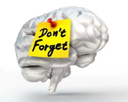 Do not forget reminder note on brain Illustrazione stock