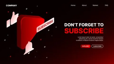 Do not forget to Subscribe Banner. Red Landing Page Concept for Video Platform Stock Illustration