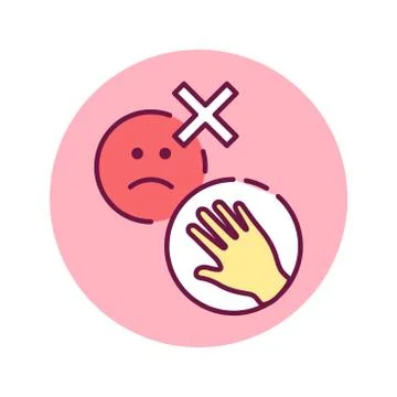 Do not hold the evil color line icon. Try not to hold negative inside. Do not Stock Illustration