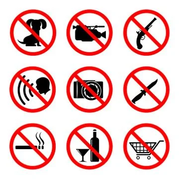 Do not icons set, prohibiting signs Stock Illustration