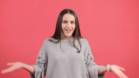 Do not know, sorry. Portrait of clueless girl, feeling confused about answer. Stock Footage 139646865