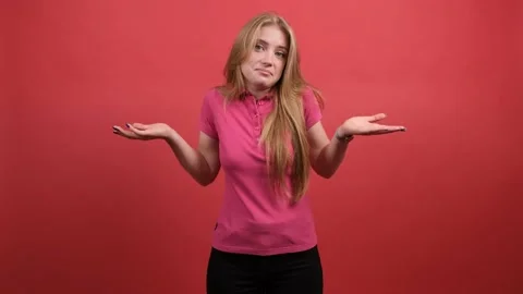 Do not know, sorry. Portrait of clueless girl, feeling confused about question. Stock Footage 139806229