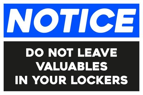 Do not leave valuables in your lockers sign Stock Illustration