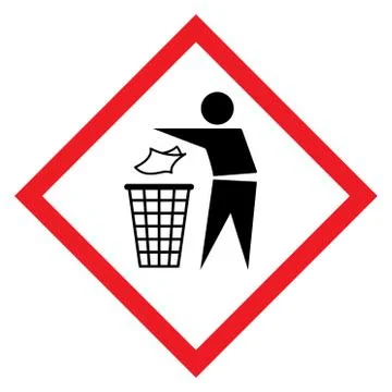 Do not litter flat icon in red rhombus isolated on white background. Keep it Stock Illustration