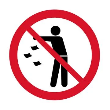 Do not litter icon. Keep it clean prohibition sign. Throwing garbage forbidden Stock Illustration