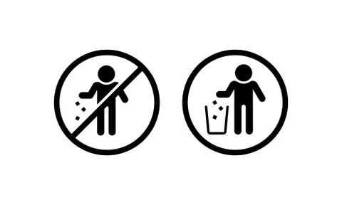 Do not litter icon. Keep area clean concept. Vector on isolated white backgro Stock Illustration