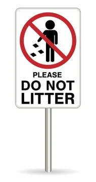 Do not litter warning sing on white background Stock Illustration
