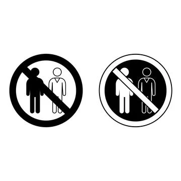Do Not Meet Sick People Signs. Black and White Vector Icons. Safety Measure.. Stock Illustration