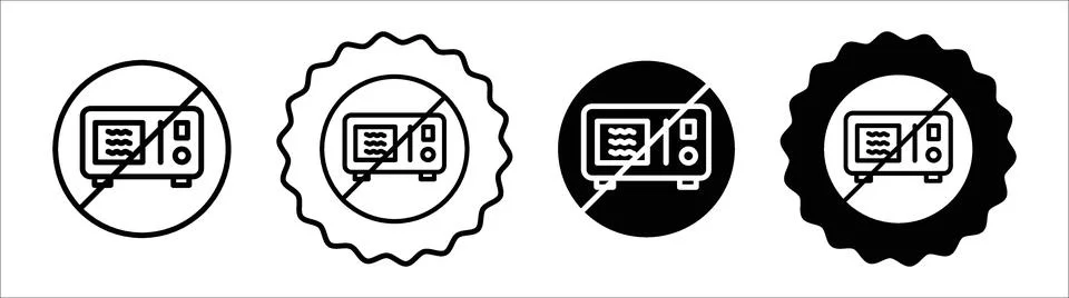 Do not microwave icon symbol set collection. Do not microwave simple vector.. Stock Illustration